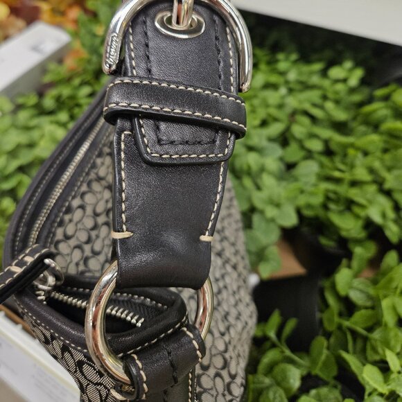 Y2K Coach Signature Logo Canvas/Leather Hobo Bag - Picture 3 of 7